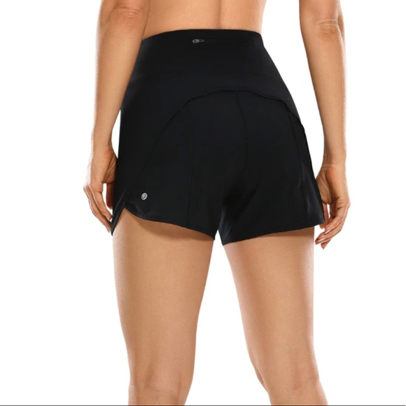 Feather-Fit High Waisted Lined Shorts 4” NWT XL BLACK - Picture 2 of 4